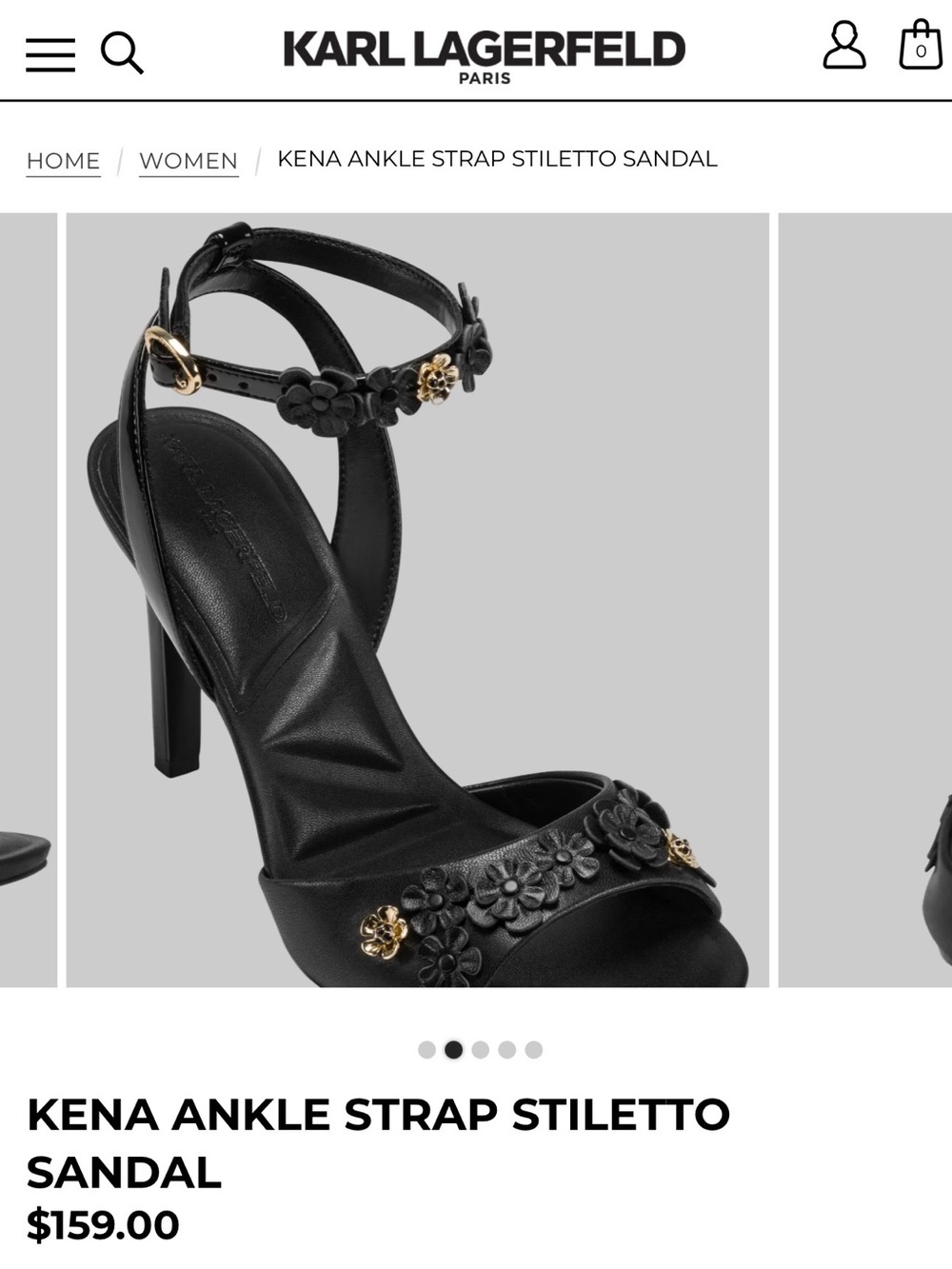 Karl Lagerfeld Kena Ankle Strap Stiletto Sandal - Black Size 9